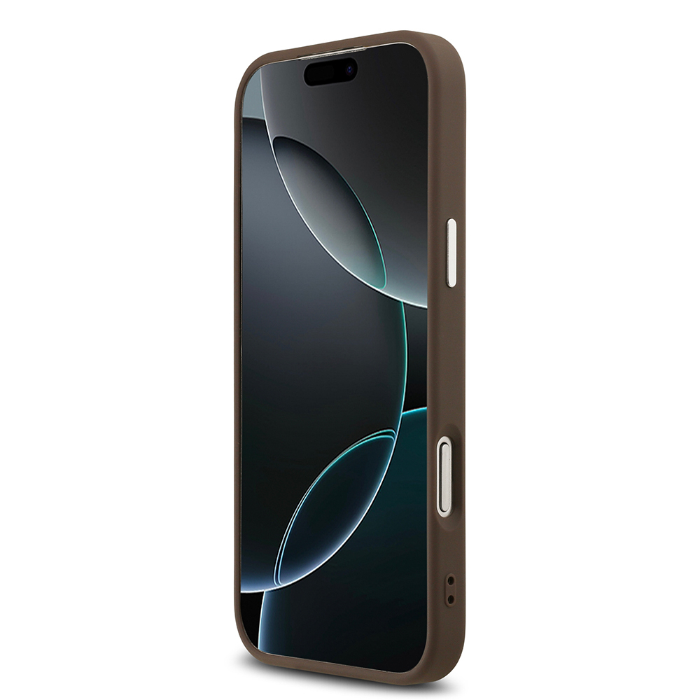 Apple iPhone 17 Pro Max Kılıf Guess Orjinal Lisanslı M-safe Şarj Özellikli Gold Metal Kamera Çerçeveli Taşlı Üçgen Logo 4G Desenli Kapak - 14