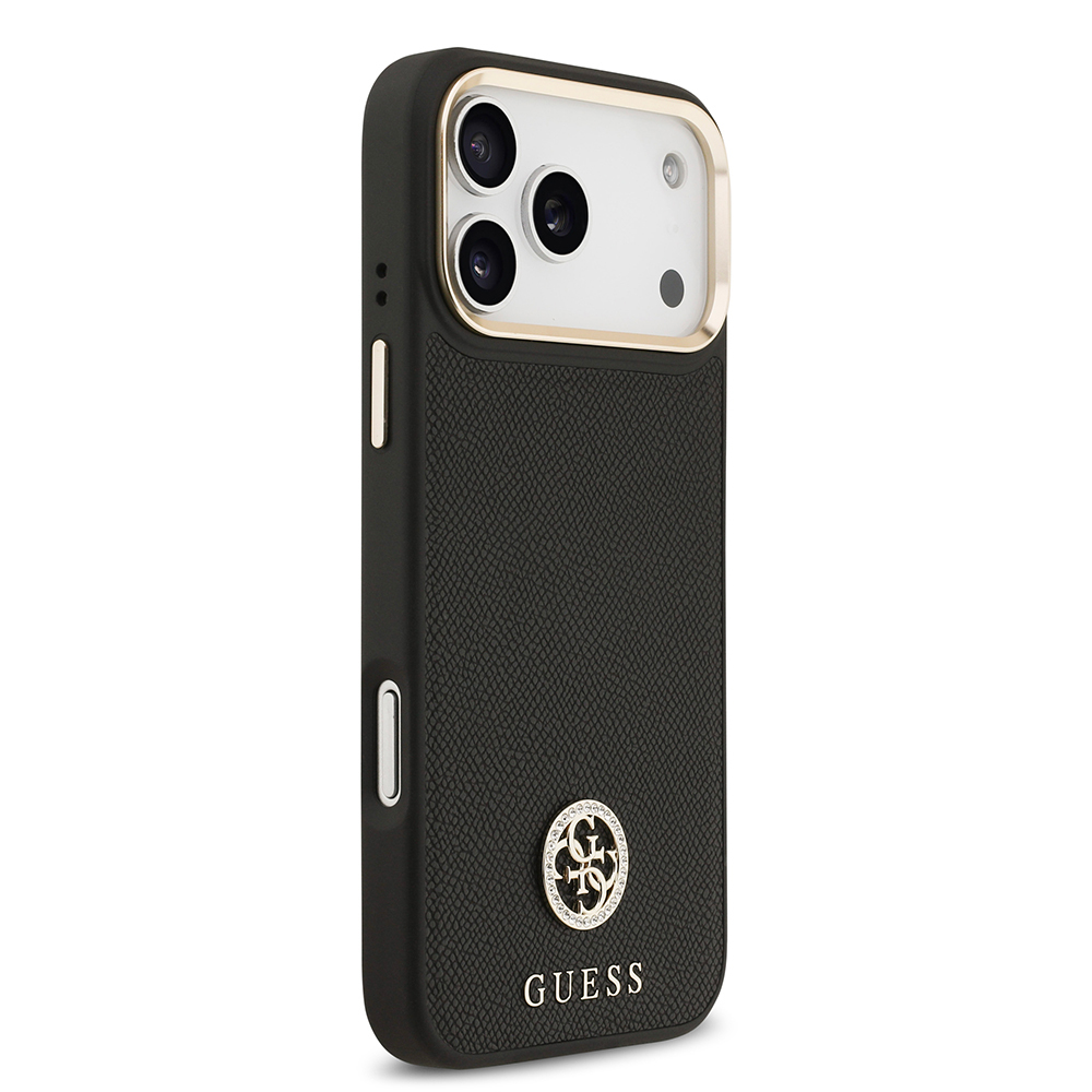 Apple iPhone 17 Pro Max Kılıf Guess Orjinal Lisanslı M-safe Şarj Özellikli Grained Yazı ve Taşlı 4G Logolu Kapak - 6