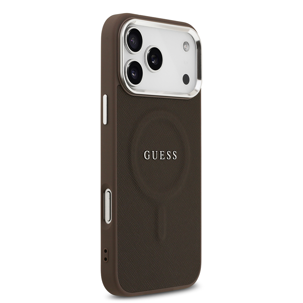 Apple iPhone 17 Pro Max Kılıf Guess Orjinal Lisanslı M-safe Şarj Özellikli Klasik Yazı Logolu PU Deri Kapak - 6