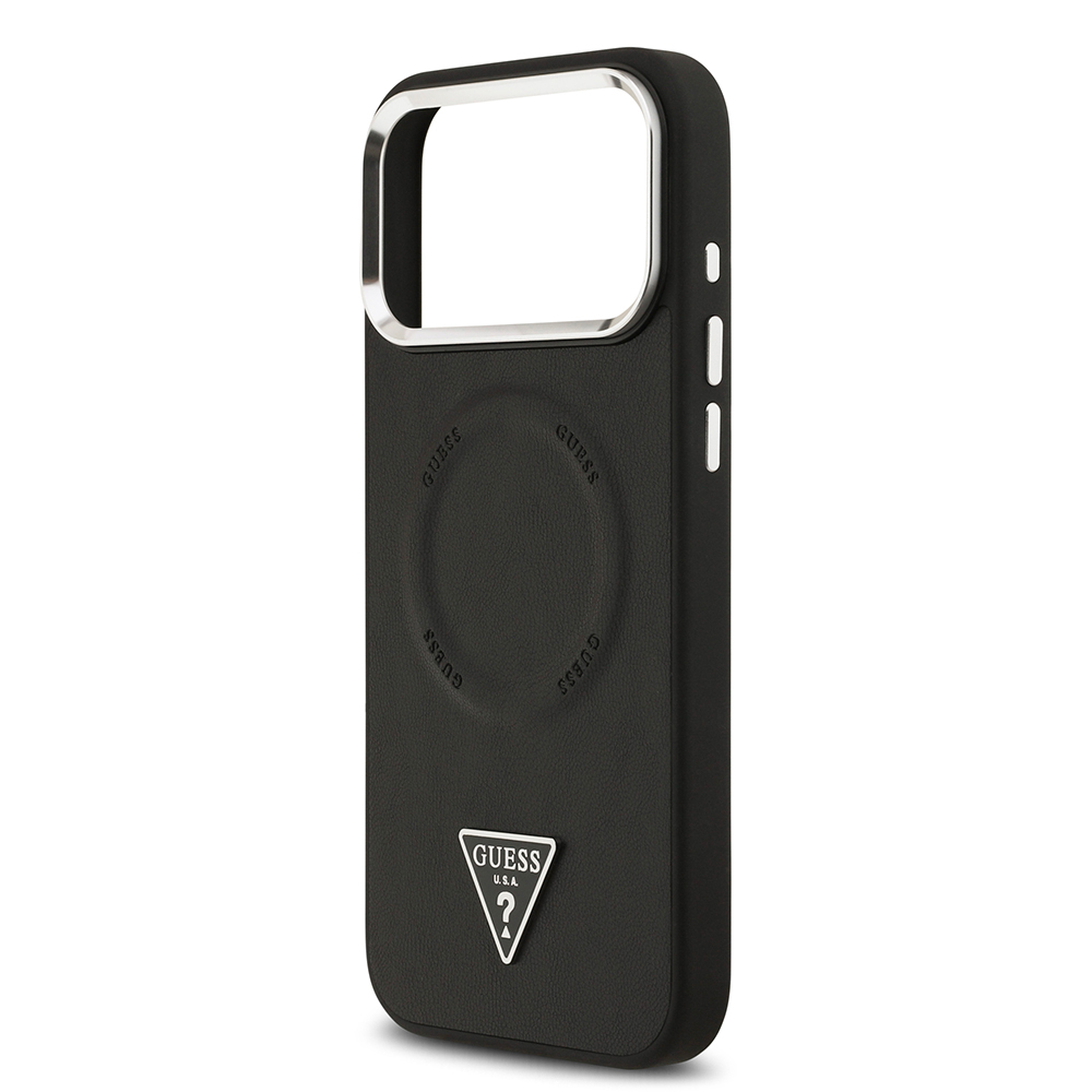 Apple iPhone 17 Pro Max Kılıf Guess Orjinal Lisanslı M-safe Şarj Özellikli PU Deri Metal Kamera Çerçeveli Üçgen Logolu Kapak - 8