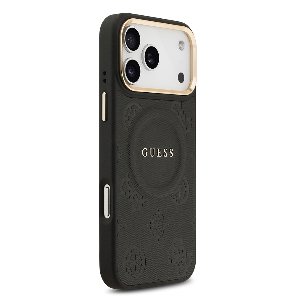 Apple iPhone 17 Pro Max Kılıf Guess Orjinal Lisanslı M-safe Şarj Özellikli Sıcak Baskılı Yazı Logolu PU Deri Peony Kapak - 7