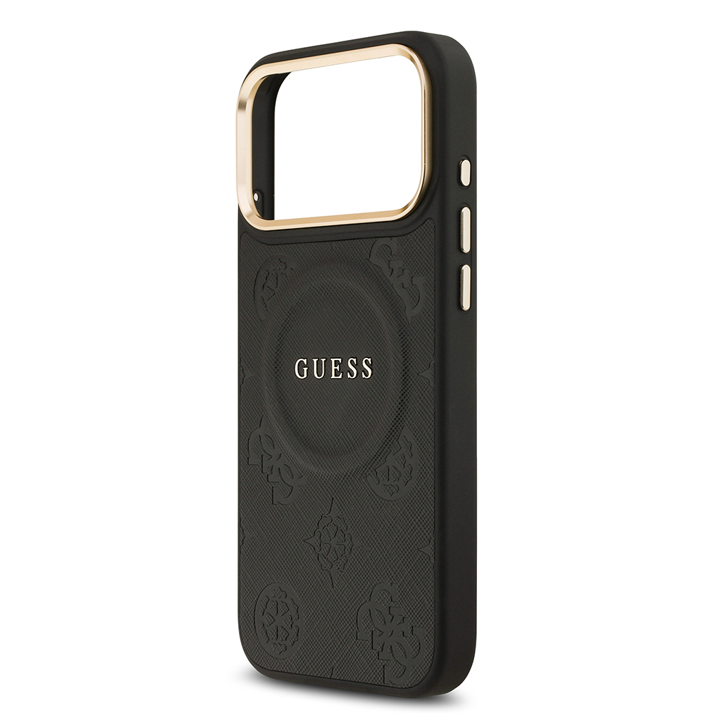 Apple iPhone 17 Pro Max Kılıf Guess Orjinal Lisanslı M-safe Şarj Özellikli Sıcak Baskılı Yazı Logolu PU Deri Peony Kapak - 9