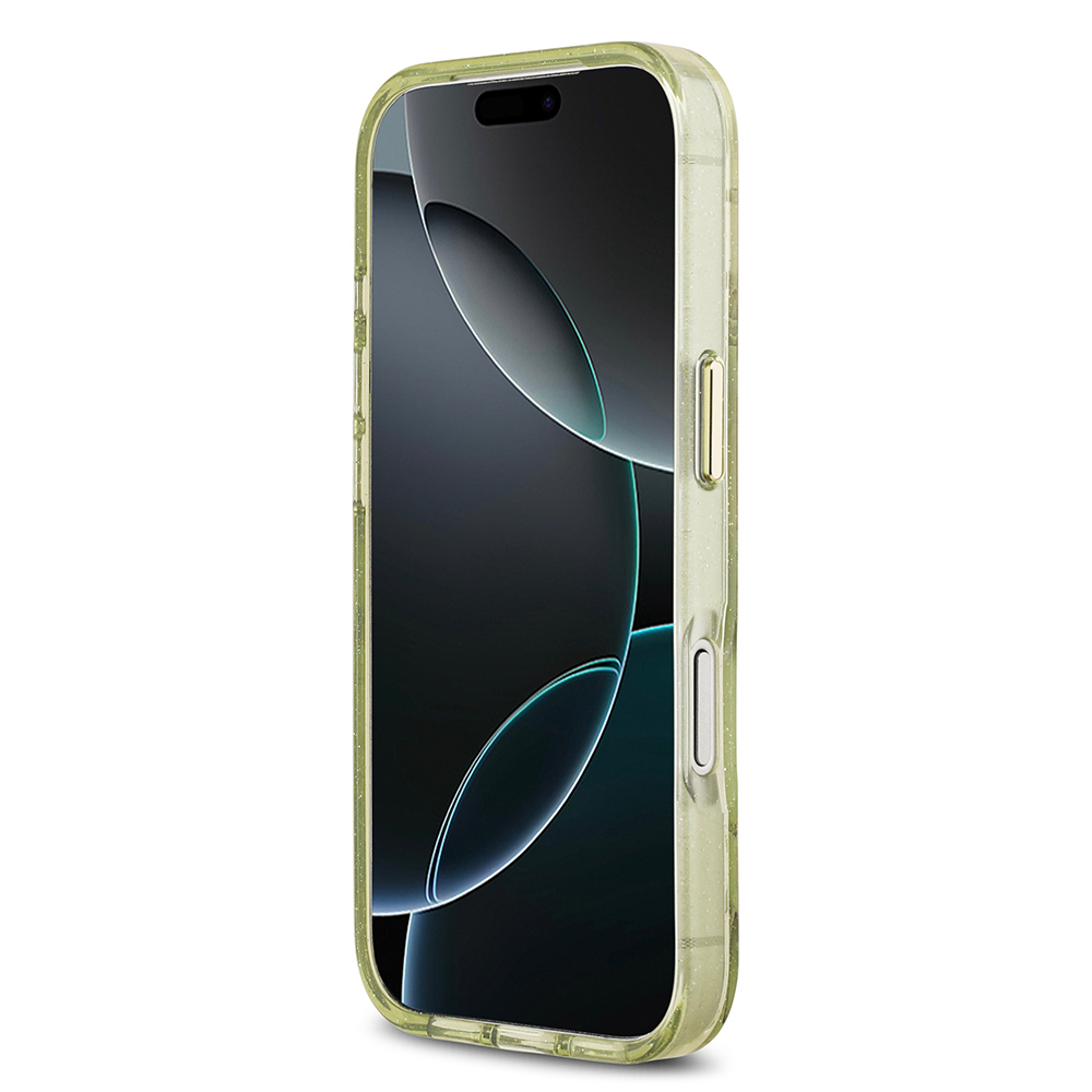 Apple iPhone 17 Pro Max Kılıf Guess Orjinal Lisanslı M-safe Şarj Özellikli Simli Çiçek Desenli Metal Kamera Çerçeveli Üçgen Logolu Kapak - 21