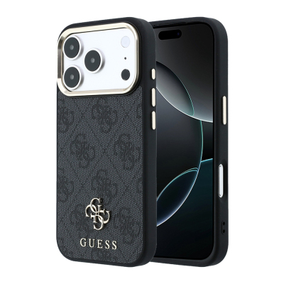 Apple iPhone 17 Pro Max Kılıf Guess Orjinal Lisanslı M-safe Şarj Özellikli Small 4G Classic Logolu Kapak Siyah