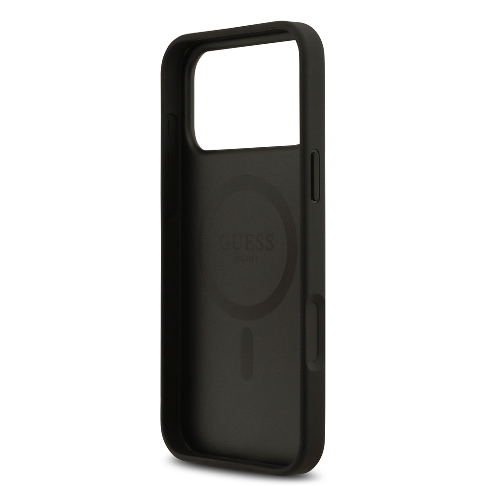 Apple iPhone 17 Pro Max Kılıf Guess Orjinal Lisanslı M-safe Şarj Özellikli Taneli Çiçek Tasarımlı Metal Yazı Logolu Kapak - 8