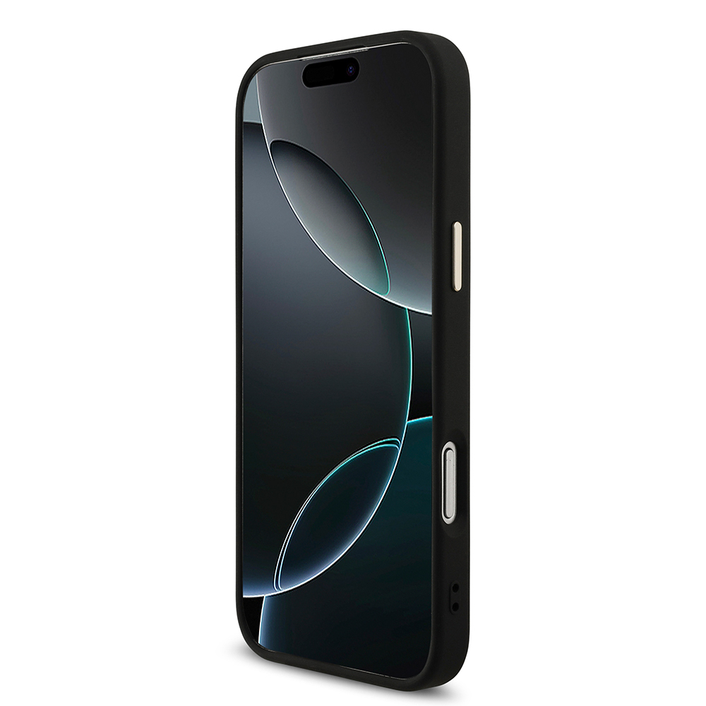 Apple iPhone 17 Pro Max Kılıf Guess Orjinal Lisanslı M-safe Şarj Özellikli Taşlı Üçgen Logo 4G Desenli Kapak - 22