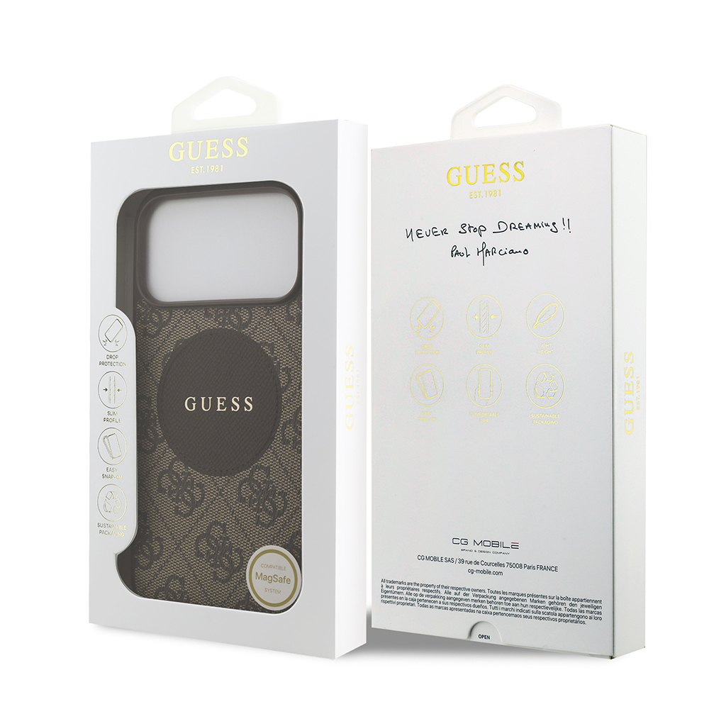 Apple iPhone 17 Pro Max Kılıf Guess Orjinal Lisanslı M-safe Şarj Özellikli Yazı Logolu Circle Classic Kapak - 23