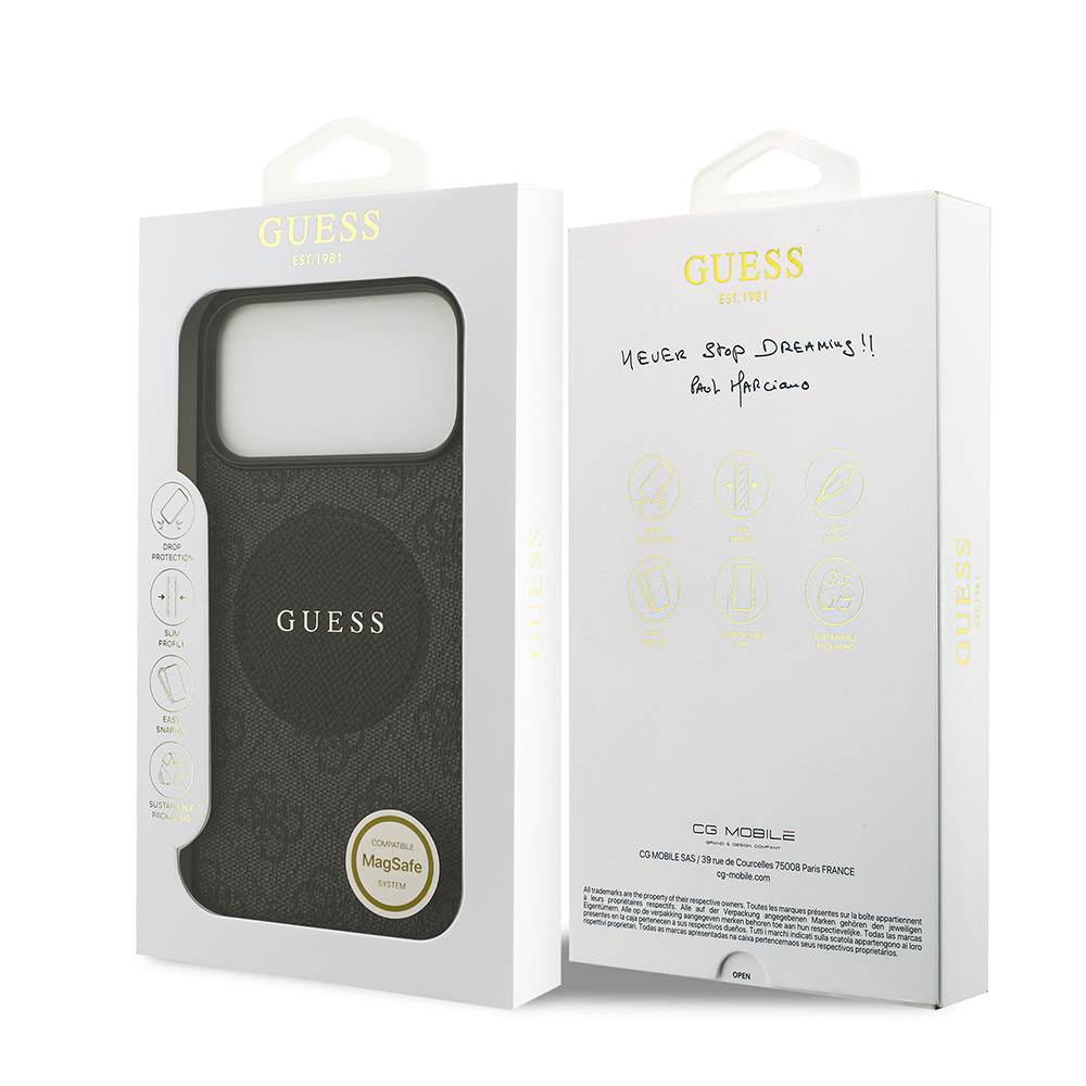 Apple iPhone 17 Pro Max Kılıf Guess Orjinal Lisanslı M-safe Şarj Özellikli Yazı Logolu Circle Classic Kapak - 24