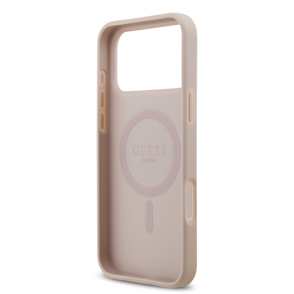 Apple iPhone 17 Pro Max Kılıf Guess Orjinal Lisanslı M-safe Şarj Özellikli Yazı Logolu Circle Classic Kapak - 22