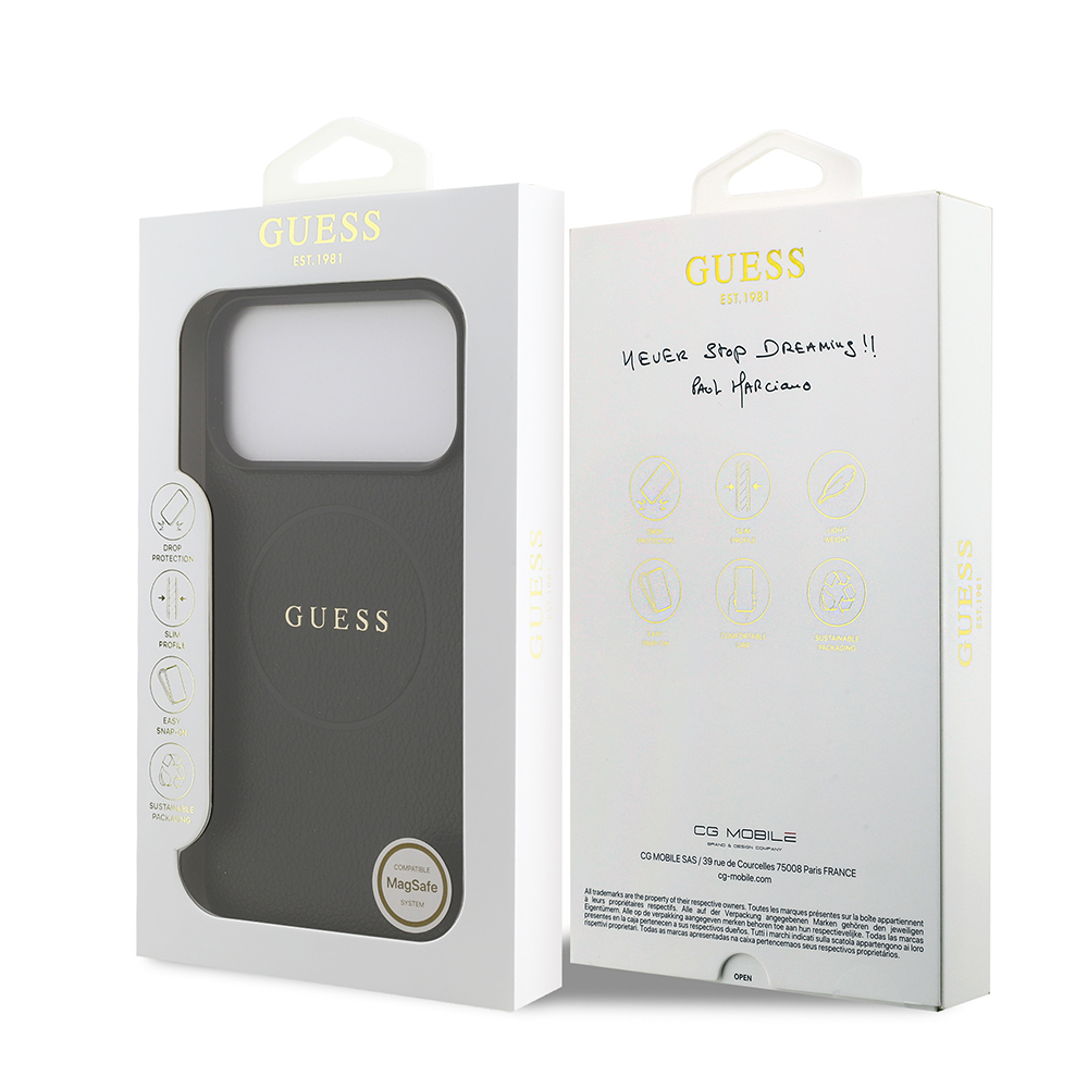 Apple iPhone 17 Pro Max Kılıf Guess Orjinal Lisanslı M-safe Şarj Özellikli Yazı Logolu PU Deri Kapak - 9
