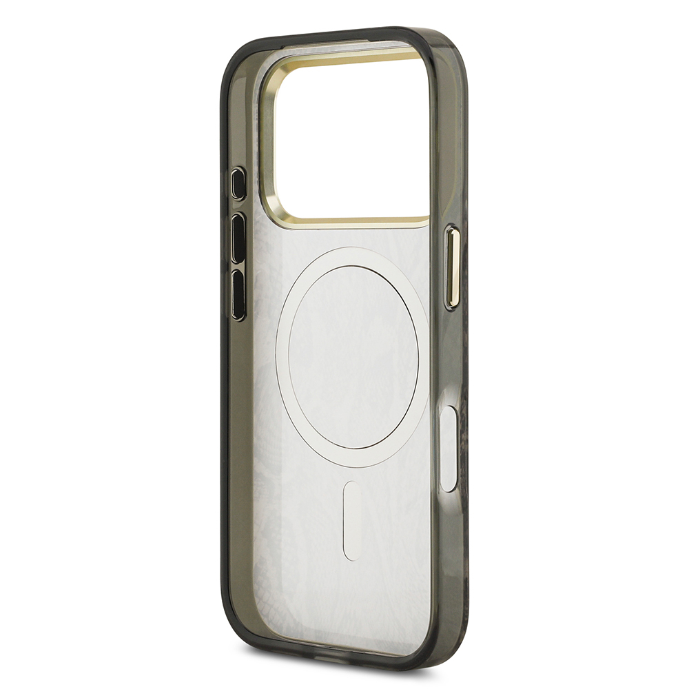 Apple iPhone 17 Pro Max Kılıf Guess Orjinal Lisanslı M-safe Şarj Özellikli Yazı Logolu Python Desenli Kapak - 9