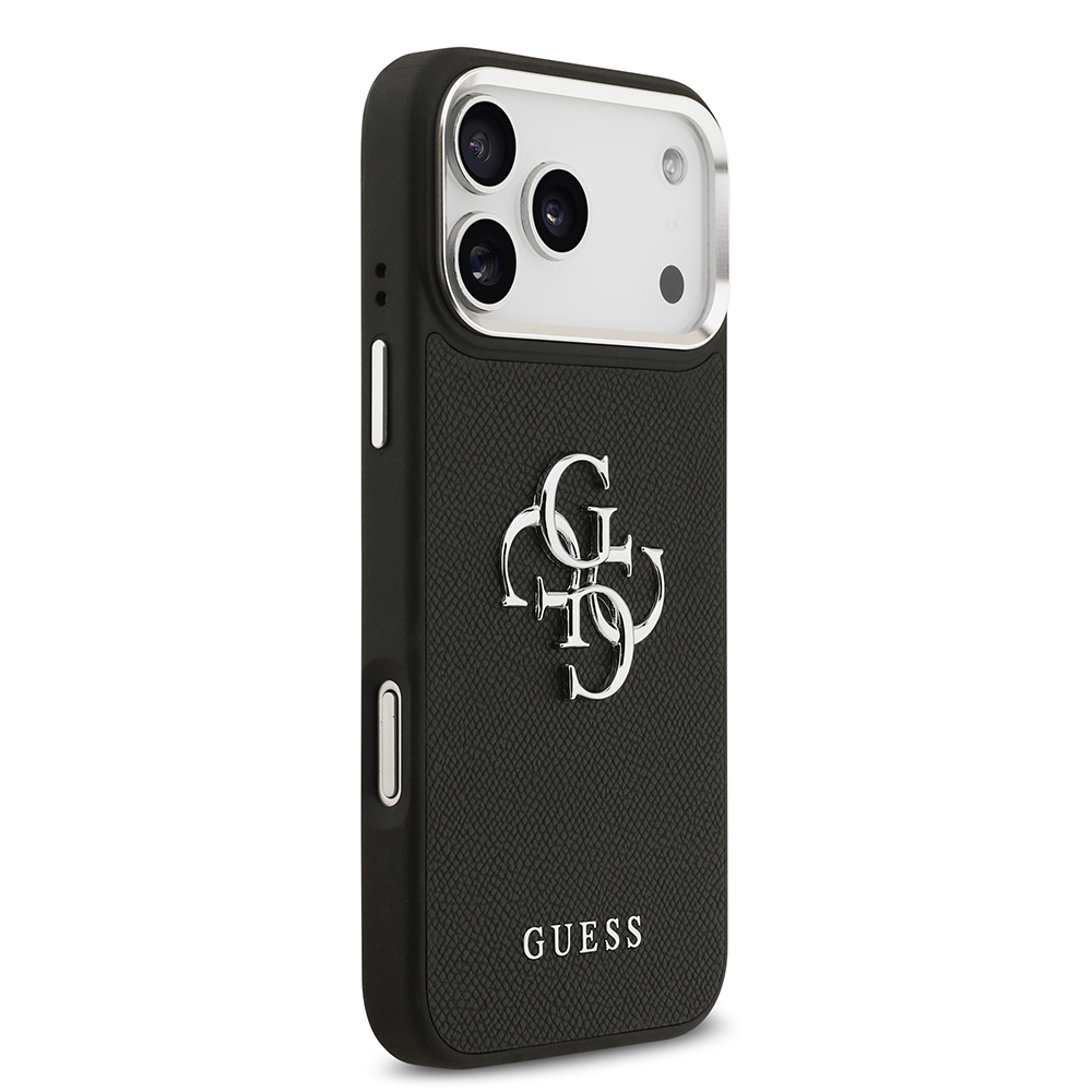 Apple iPhone 17 Pro Max Kılıf Guess Orjinal Lisanslı Metal Kamera Çerçeveli Metal Büyük 4G ve Yazı Logolu PU Deri Kapak - 3