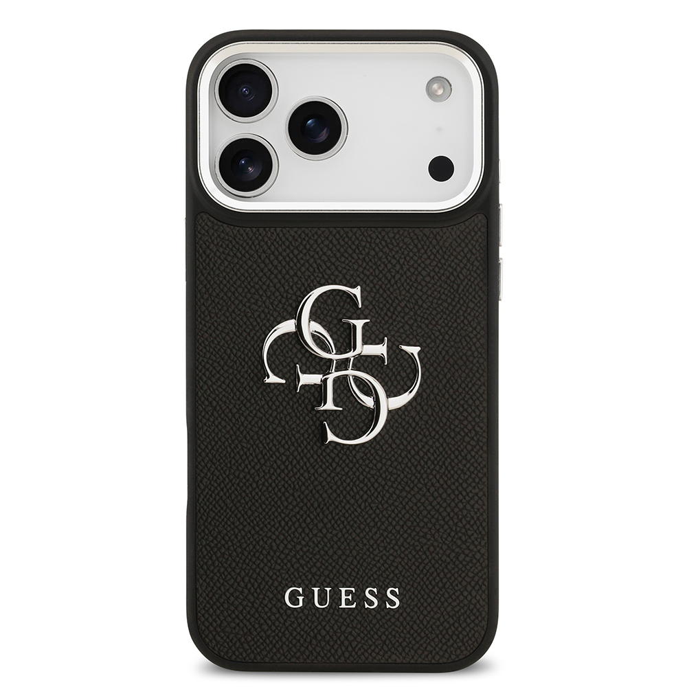 Apple iPhone 17 Pro Max Kılıf Guess Orjinal Lisanslı Metal Kamera Çerçeveli Metal Büyük 4G ve Yazı Logolu PU Deri Kapak - 8