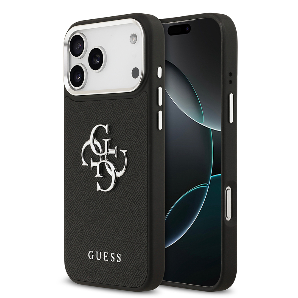 Apple iPhone 17 Pro Max Kılıf Guess Orjinal Lisanslı Metal Kamera Çerçeveli Metal Büyük 4G ve Yazı Logolu PU Deri Kapak - 2