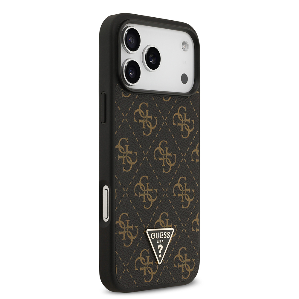 Apple iPhone 17 Pro Max Kılıf Guess Orjinal Lisanslı PU Deri 4G Desenli Üçgen Logolu Kapak - 5