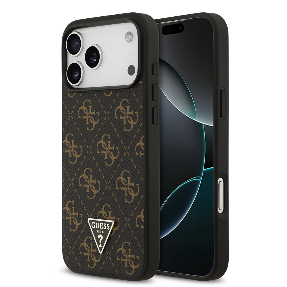 Apple iPhone 17 Pro Max Kılıf Guess Orjinal Lisanslı PU Deri 4G Desenli Üçgen Logolu Kapak - 2
