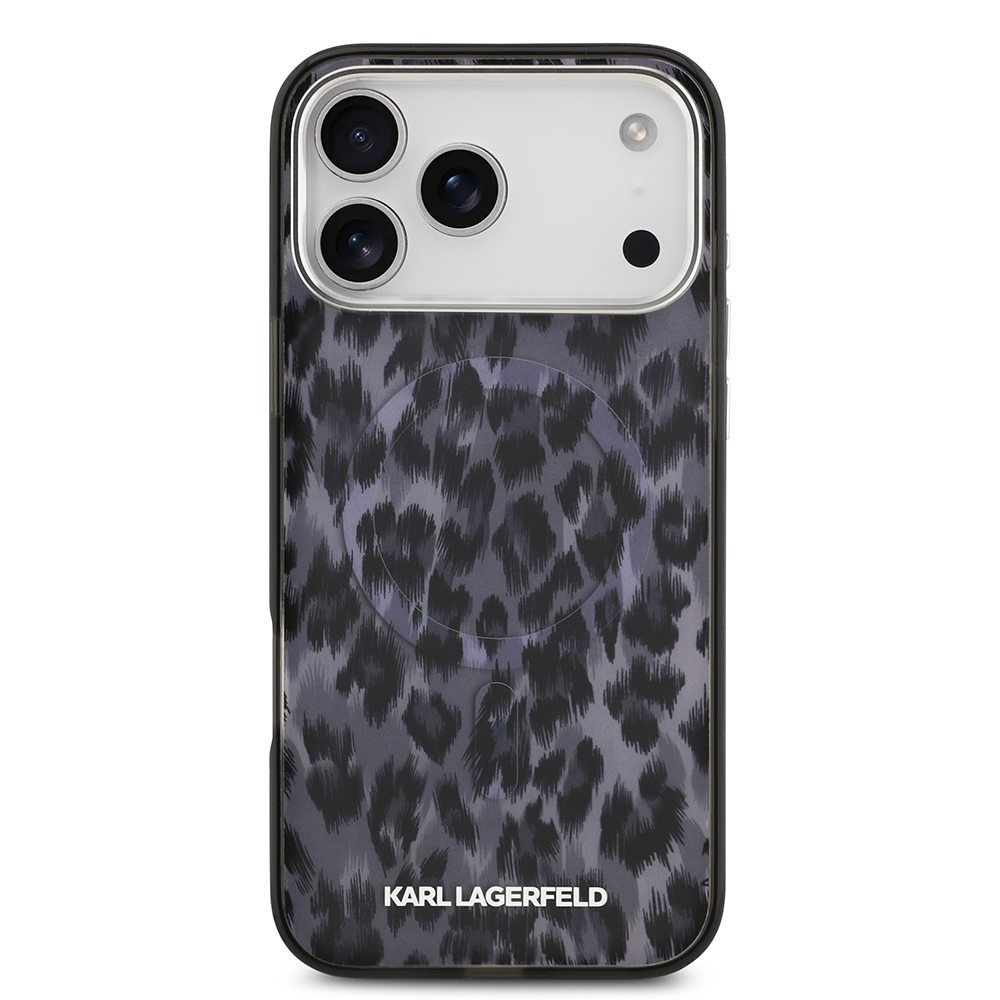 Apple iPhone 17 Pro Max Kılıf Karl Lagerfeld Orjinal Lisanslı M-safe Şarj Özellikli IML Leopar Baskılı Kapak - 5