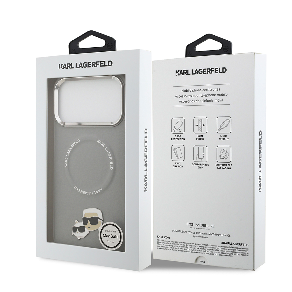 Apple iPhone 17 Pro Max Kılıf Karl Lagerfeld Orjinal Lisanslı M-safe Şarj Özellikli Metal Kamera ve Buton Tasarımlı K&C PU Deri Kapak - 25