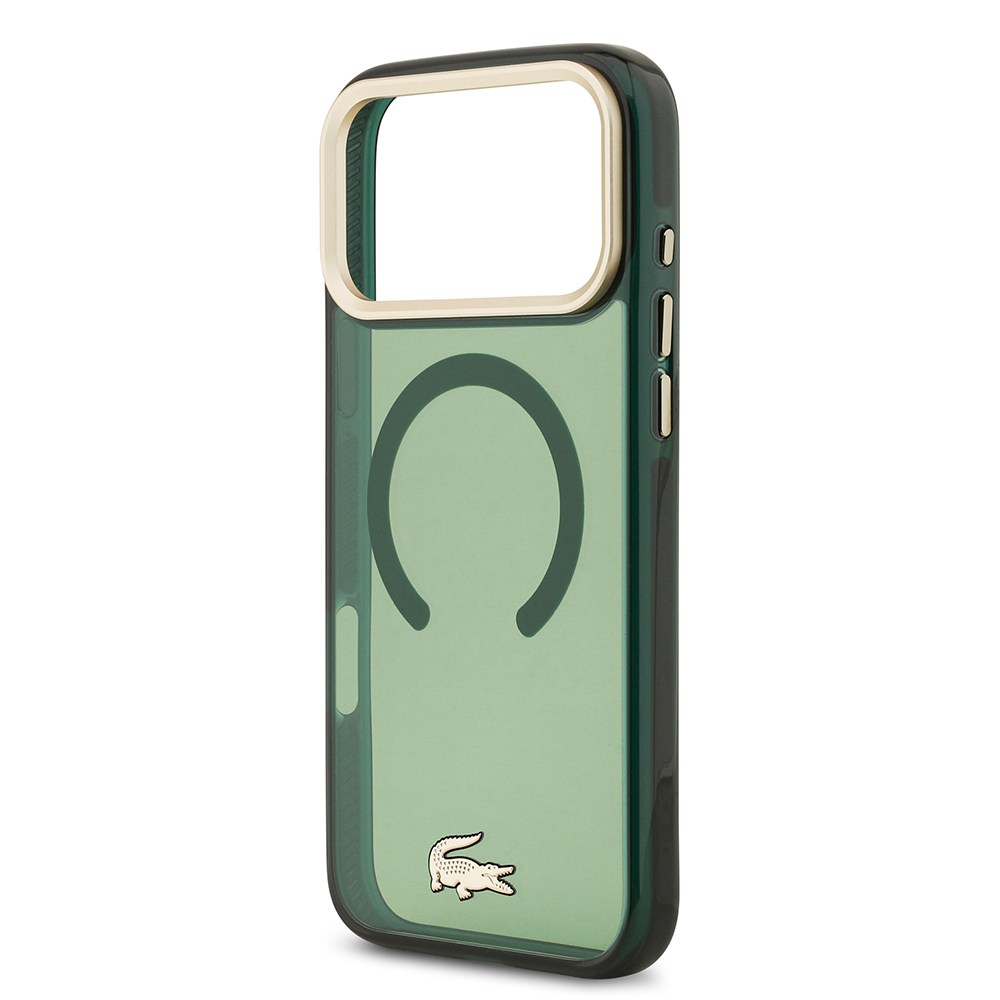 Apple iPhone 17 Pro Max Kılıf Lacoste Orjinal Lisanslı M-safe Şarj Özellikli Gold Timsah Logolu Buzlu Kapak - 9