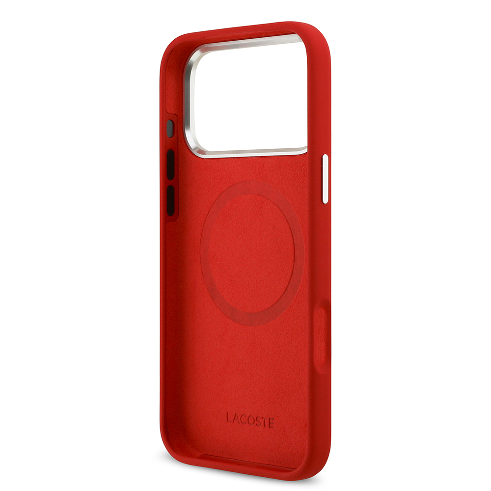 Apple iPhone 17 Pro Max Kılıf Lacoste Orjinal Lisanslı M-safe Şarj Özellikli İkonik Logolu Metal Kamera Çerçeveli Silikon Kapak - 32