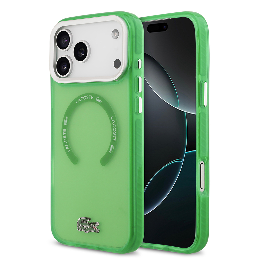 Apple iPhone 17 Pro Max Kılıf Lacoste Orjinal Lisanslı M-safe Şarj Özellikli İkonik Timsah Logolu Buzlu Kapak - 4