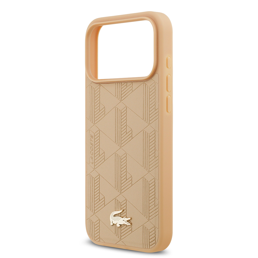 Apple iPhone 17 Pro Max Kılıf Lacoste Orjinal Lisanslı M-safe Şarj Özellikli PU Deri Tasarımlı Karışık Monogram Desenli Kapak - 14