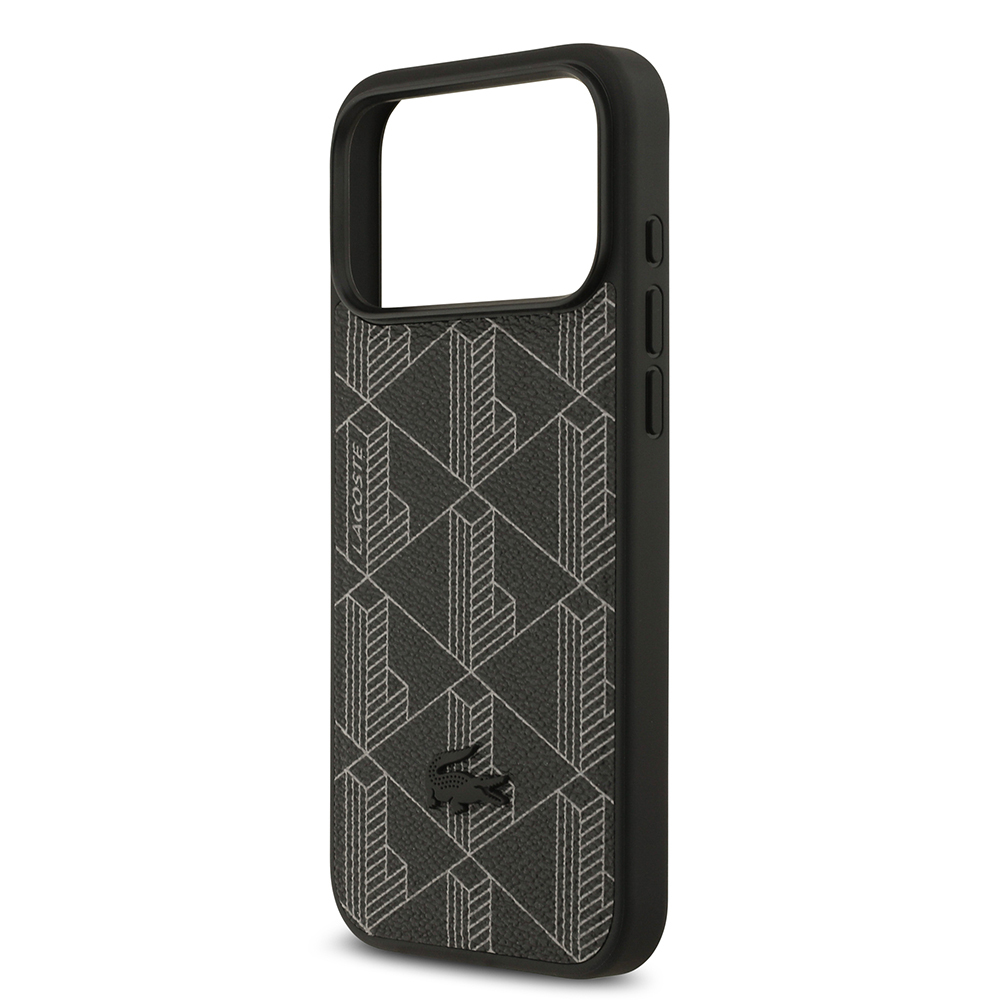Apple iPhone 17 Pro Max Kılıf Lacoste Orjinal Lisanslı M-safe Şarj Özellikli PU Deri Tasarımlı Kartlıklı Karışık Monogram Desenli Kapak - 16