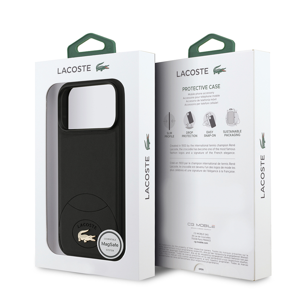 Apple iPhone 17 Pro Max Kılıf Lacoste Orjinal Lisanslı M-safe Şarj Özellikli PU Deri Tasarımlı Metal Logolu Kapak - 9