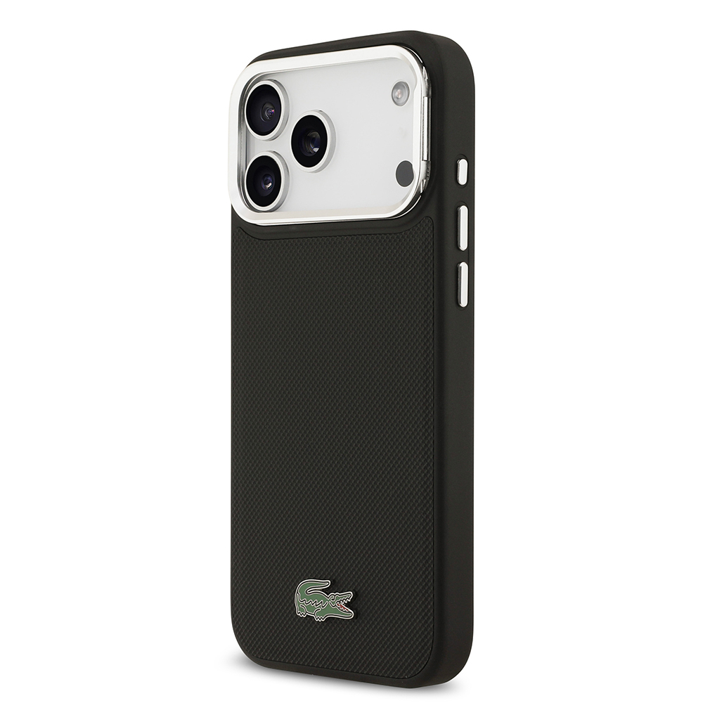 Apple iPhone 17 Pro Max Kılıf Lacoste Orjinal Lisanslı M-safe Şarj Özellikli PU Pike Desenli Standlı Metal Logolu Kapak - 3