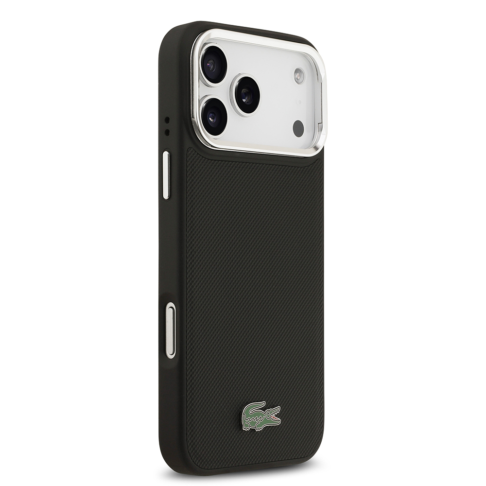 Apple iPhone 17 Pro Max Kılıf Lacoste Orjinal Lisanslı M-safe Şarj Özellikli PU Pike Desenli Standlı Metal Logolu Kapak - 5