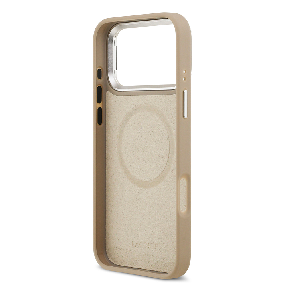 Apple iPhone 17 Pro Max Kılıf Lacoste Orjinal Lisanslı M-safe Şarj Özellikli PU Pike Desenli Standlı Metal Logolu Kapak - 32