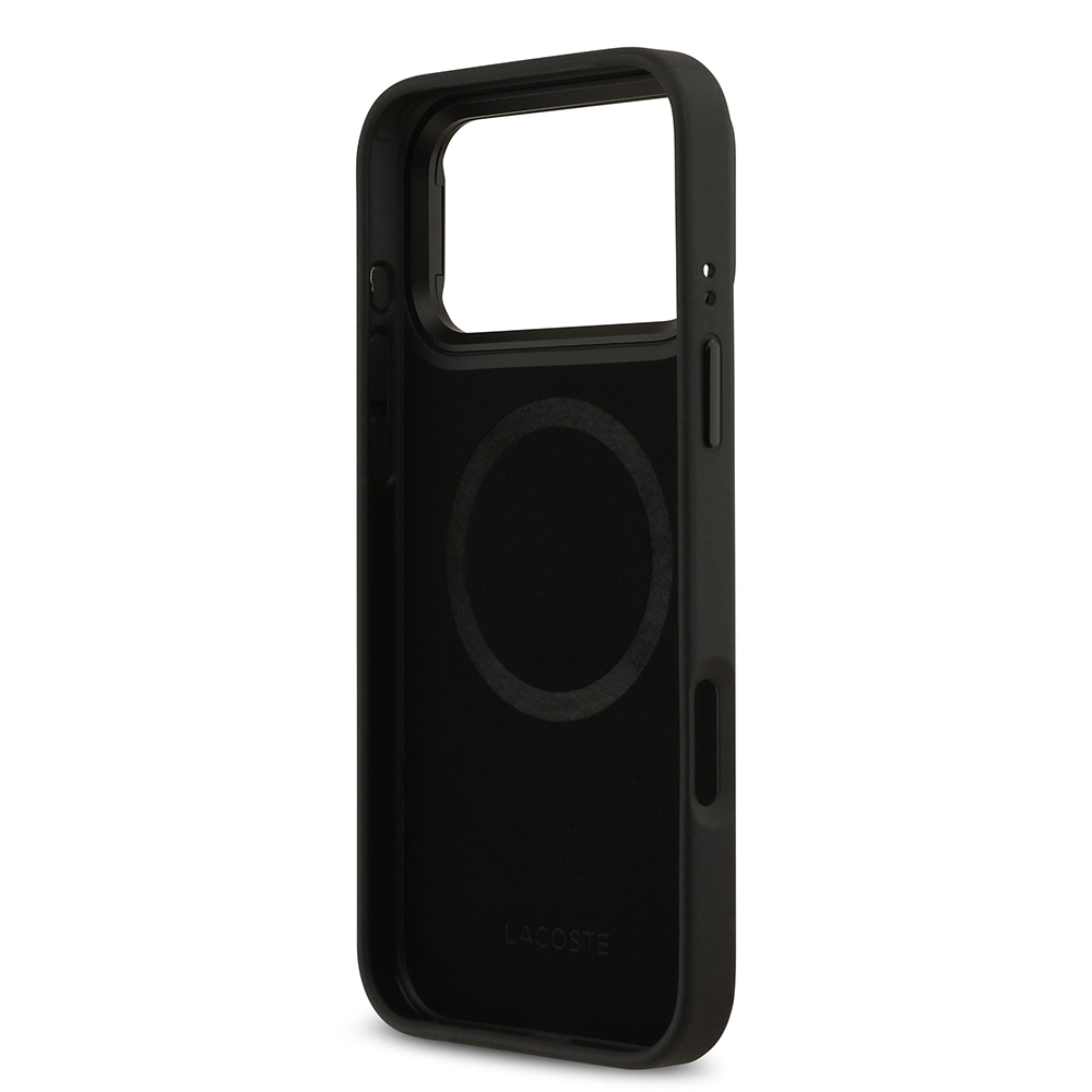 Apple iPhone 17 Pro Max Kılıf Lacoste Orjinal Lisanslı M-safe Şarj Özellikli Standlı PU Deri Karışık Monogram Desenli Kapak - 8