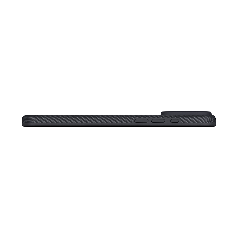 Apple iPhone 17 Pro Max Kılıf M-safe Şarj Özellikli 1500D Aramid Fiber Pitaka Military-Grade Classic Serisi Black-Grey Twill Kapak - 8