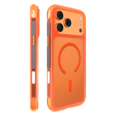 Apple iPhone 17 Pro Max Kılıf M-safe Şarj Özellikli Airbag Tasarımlı Mutural Air Shield Serisi Kapak Turuncu