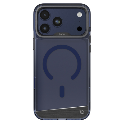 Apple iPhone 17 Pro Max Kılıf M-safe Şarj Özellikli Airbag Tasarımlı O-Ring Şeffaf Kajsa Alüminyum Trans Shield Serisi Kapak Mavi