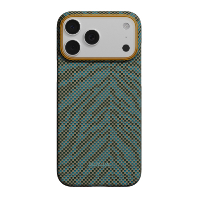 Apple iPhone 17 Pro Max Kılıf M-safe Şarj Özellikli Aramid Fiber Pitaka Breath of Veins Serisi Kapak Yeşil