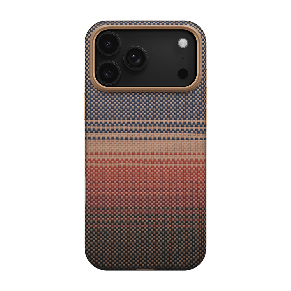 Apple iPhone 17 Pro Max Kılıf M-safe Şarj Özellikli Aramid Fiber Pitaka Military-Grade Sunset-Moonrise Serisi Sunset Kapak - 1