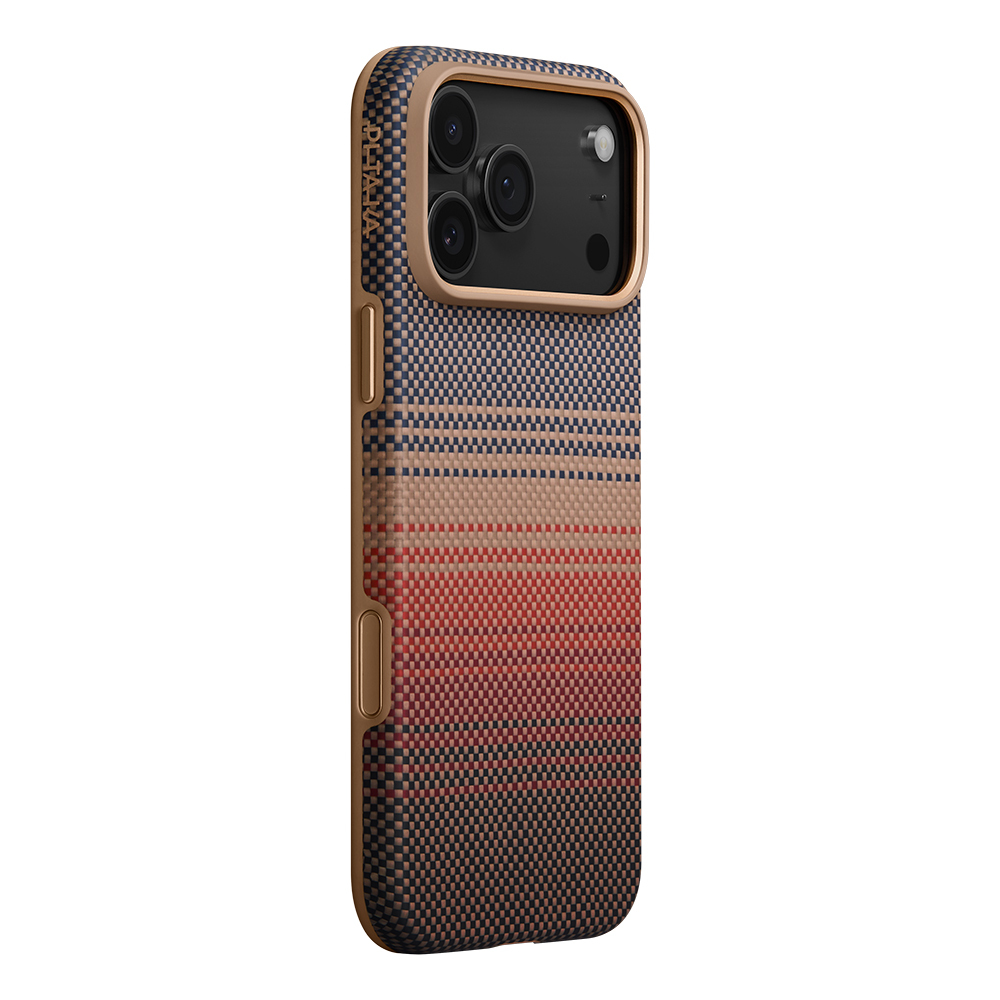 Apple iPhone 17 Pro Max Kılıf M-safe Şarj Özellikli Aramid Fiber Pitaka Military-Grade Sunset-Moonrise Serisi Sunset Kapak - 3