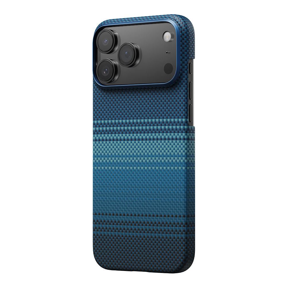 Apple iPhone 17 Pro Max Kılıf M-safe Şarj Özellikli Aramid Fiber Pitaka Tactile Woven Sunset-Moonrise Serisi Sunset Kapak - 5