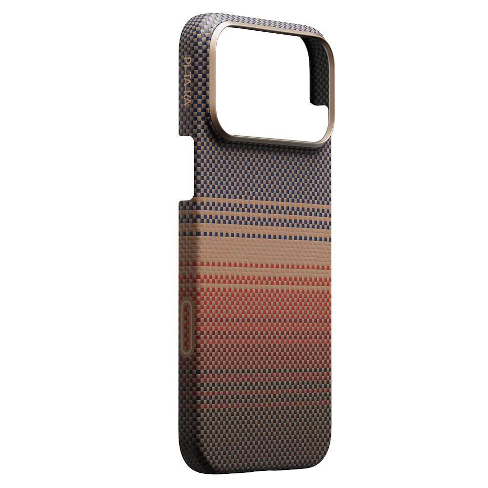 Apple iPhone 17 Pro Max Kılıf M-safe Şarj Özellikli Aramid Fiber Pitaka Tactile Woven Sunset-Moonrise Serisi Sunset Kapak - 10