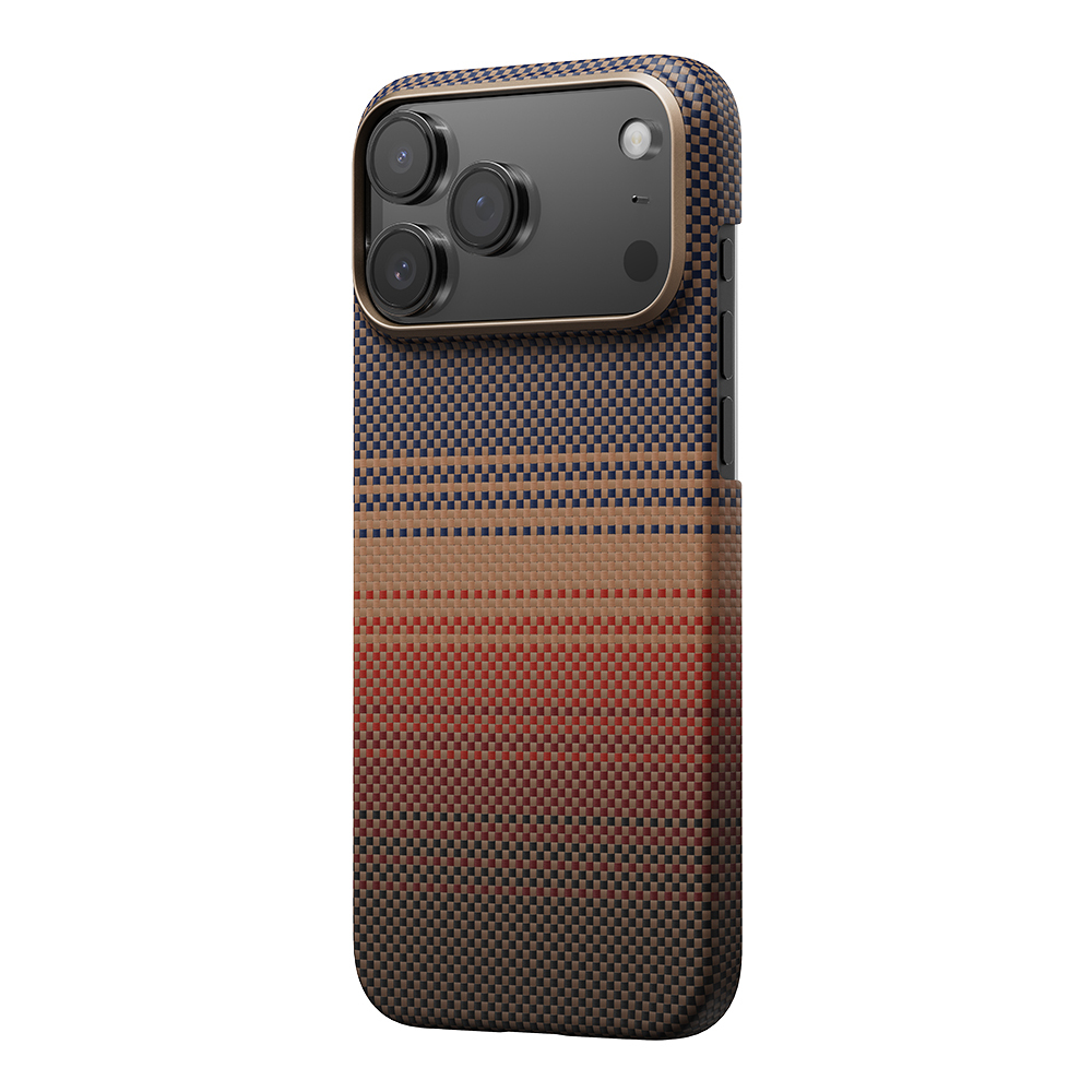 Apple iPhone 17 Pro Max Kılıf M-safe Şarj Özellikli Aramid Fiber Pitaka Tactile Woven Sunset-Moonrise Serisi Sunset Kapak - 11