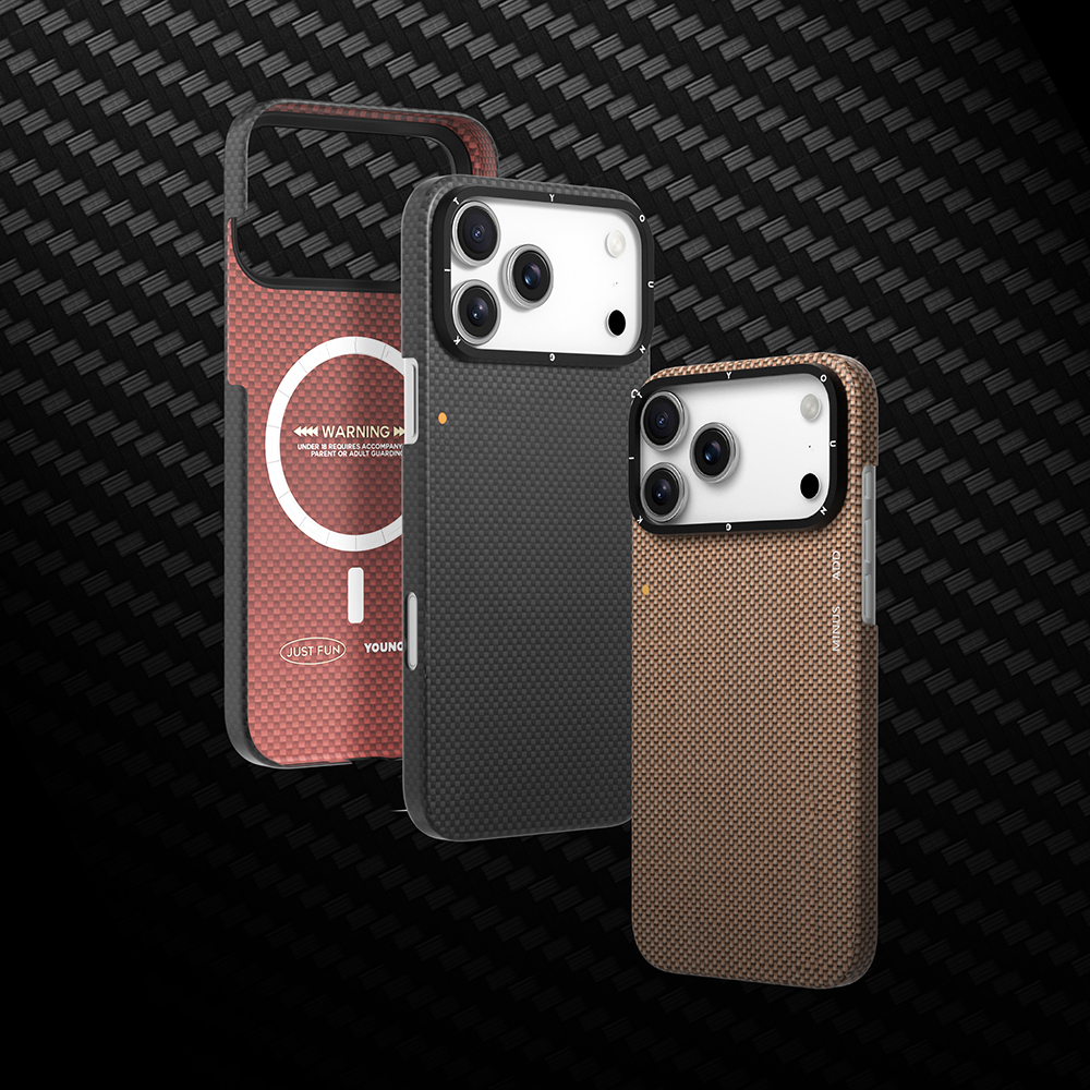 Apple iPhone 17 Pro Max Kılıf M-safe Şarj Özellikli Aramid Fiber Youngkit 1500D Kevlar Extreme Wing Titanyum-Gold Serisi Kapak - 14