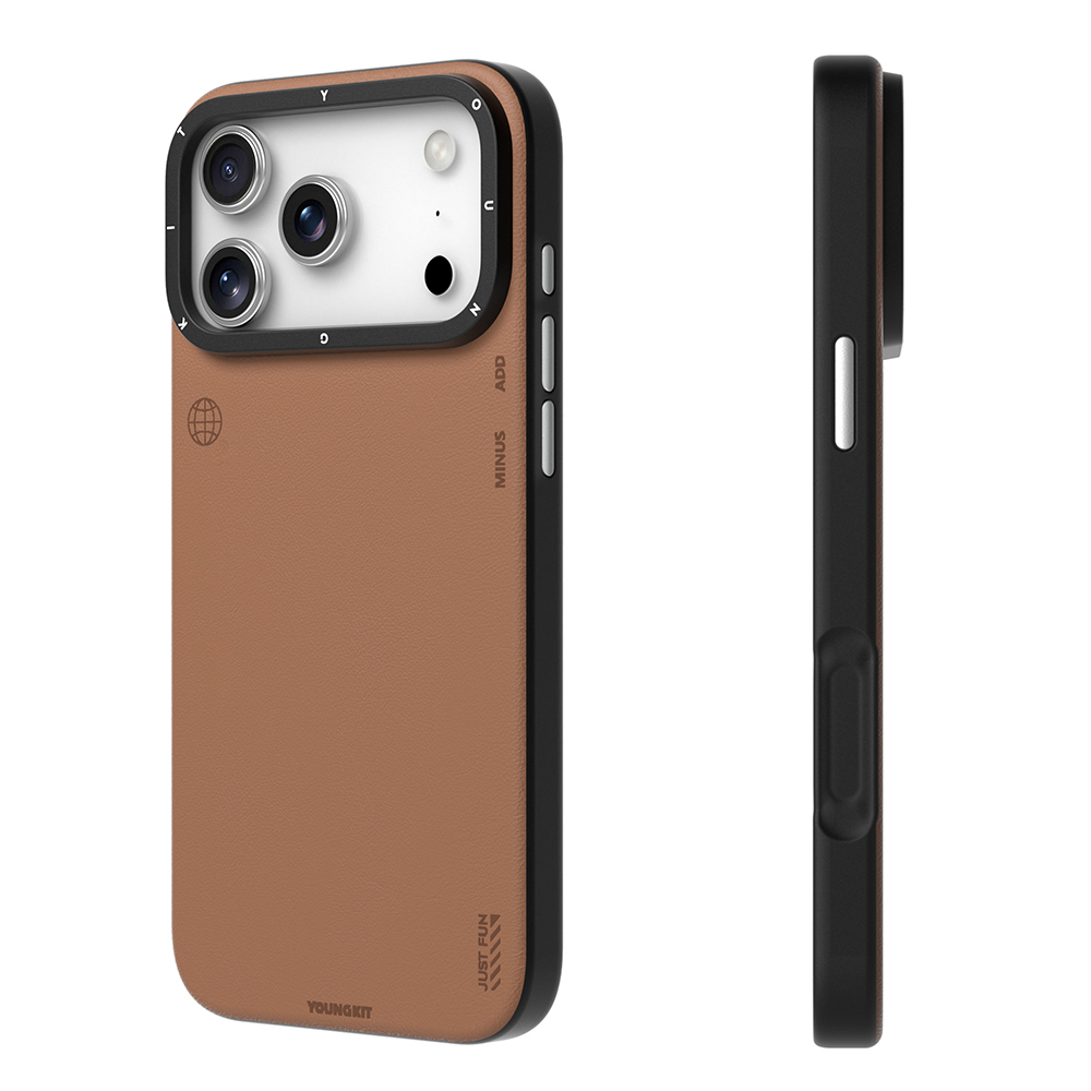 Apple iPhone 17 Pro Max Kılıf M-safe Şarj Özellikli Basit Mat Deri Desenli Youngkit Tech Fashion Serisi Kapak - 9