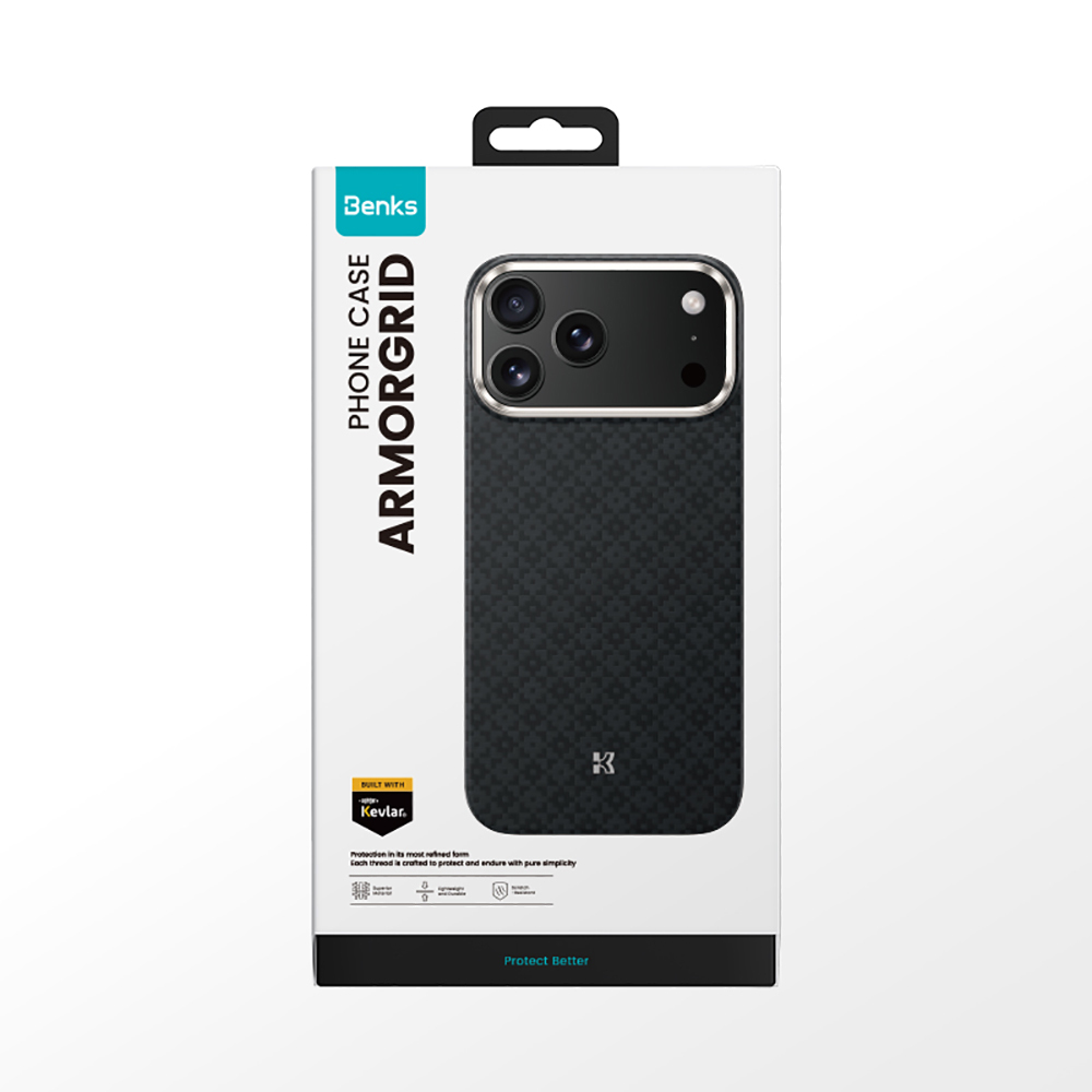 Apple iPhone 17 Pro Max Kılıf M-Safe Şarj Özellikli Benks ArmorPro ArmorGrid Serisi Kevlar Kapak - 14
