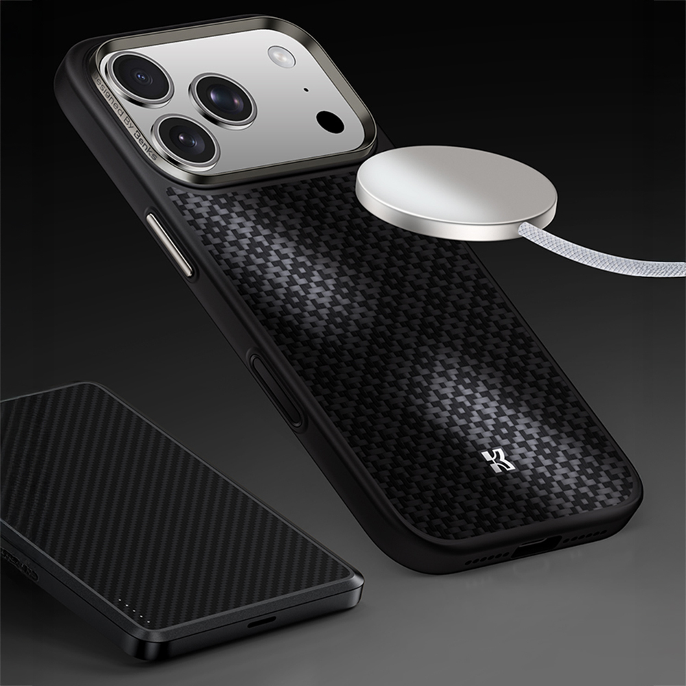 Apple iPhone 17 Pro Max Kılıf M-Safe Şarj Özellikli Benks ArmorPro ArmorGrid Serisi Kevlar Kapak - 10