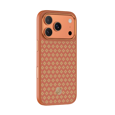 Apple iPhone 17 Pro Max Kılıf M-Safe Şarj Özellikli Benks ArmorPro ArmorGrid Serisi Kevlar Kapak Açık Turuncu