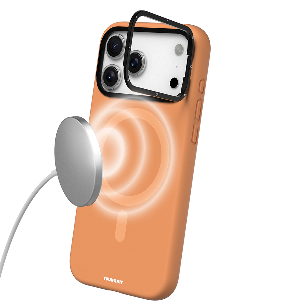 Apple iPhone 17 Pro Max Kılıf M-Safe Şarj Özellikli Kamera Standlı Youngkit Gel Cream Serisi Kapak - 13