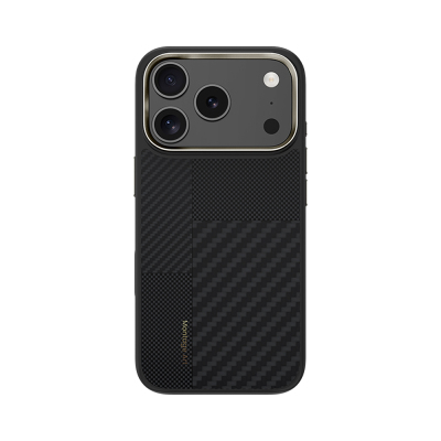 Apple iPhone 17 Pro Max Kılıf M-safe Şarj Özellikli Karbon Fiber Benks Montage Hybrid ArmorPro Kevlar Kapak Siyah