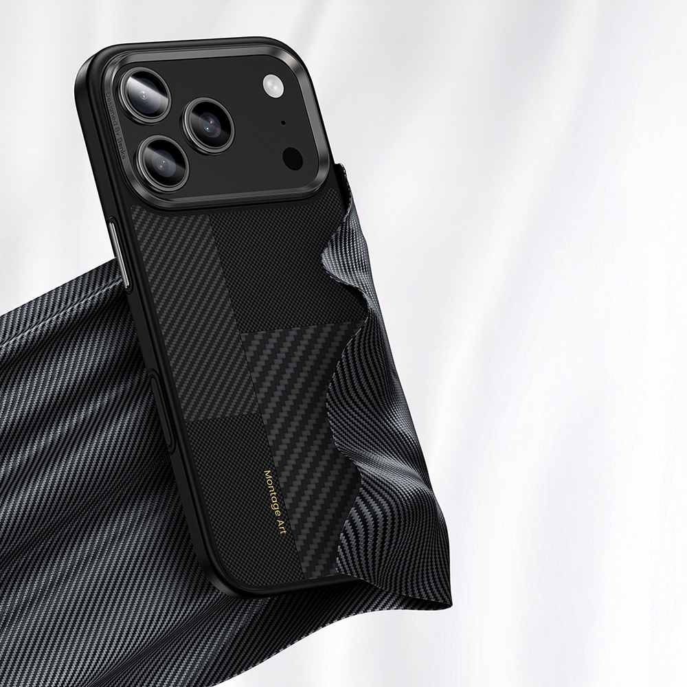Apple iPhone 17 Pro Max Kılıf M-safe Şarj Özellikli Karbon Fiber Benks Montage Hybrid ArmorPro Kevlar Kapak - 10