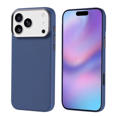 Apple iPhone 17 Pro Max Kılıf M-safe Şarj Özellikli Karbon Fiber Görünümlü Zore Nekst Kapak Lacivert